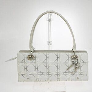 CHRISTIAN DIOR Lady D-Joy Cannage Handbag Leather White SHW Italy 667RL601